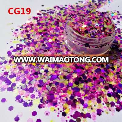 Different Sizes And Shapes chunky glitter solvent resistant, diamond glow powder